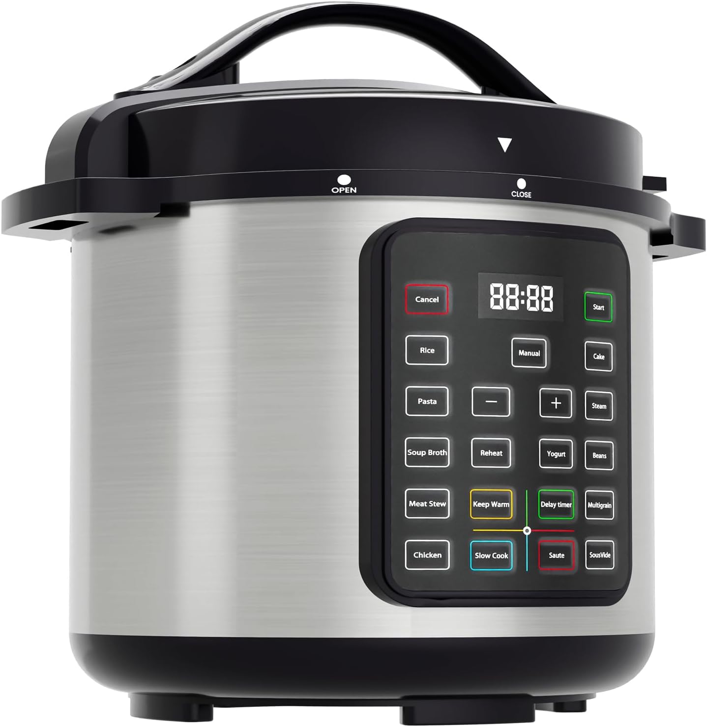 16-in-1 Electric Pressure Cooker, 6QT Programmable Multi Cooker with 12 One-Touch Presets, Soup Steam Yogurt and More, Ceramic Inner Pot Delay Start & Keep Warm, Includes Recipe Guide, Silver