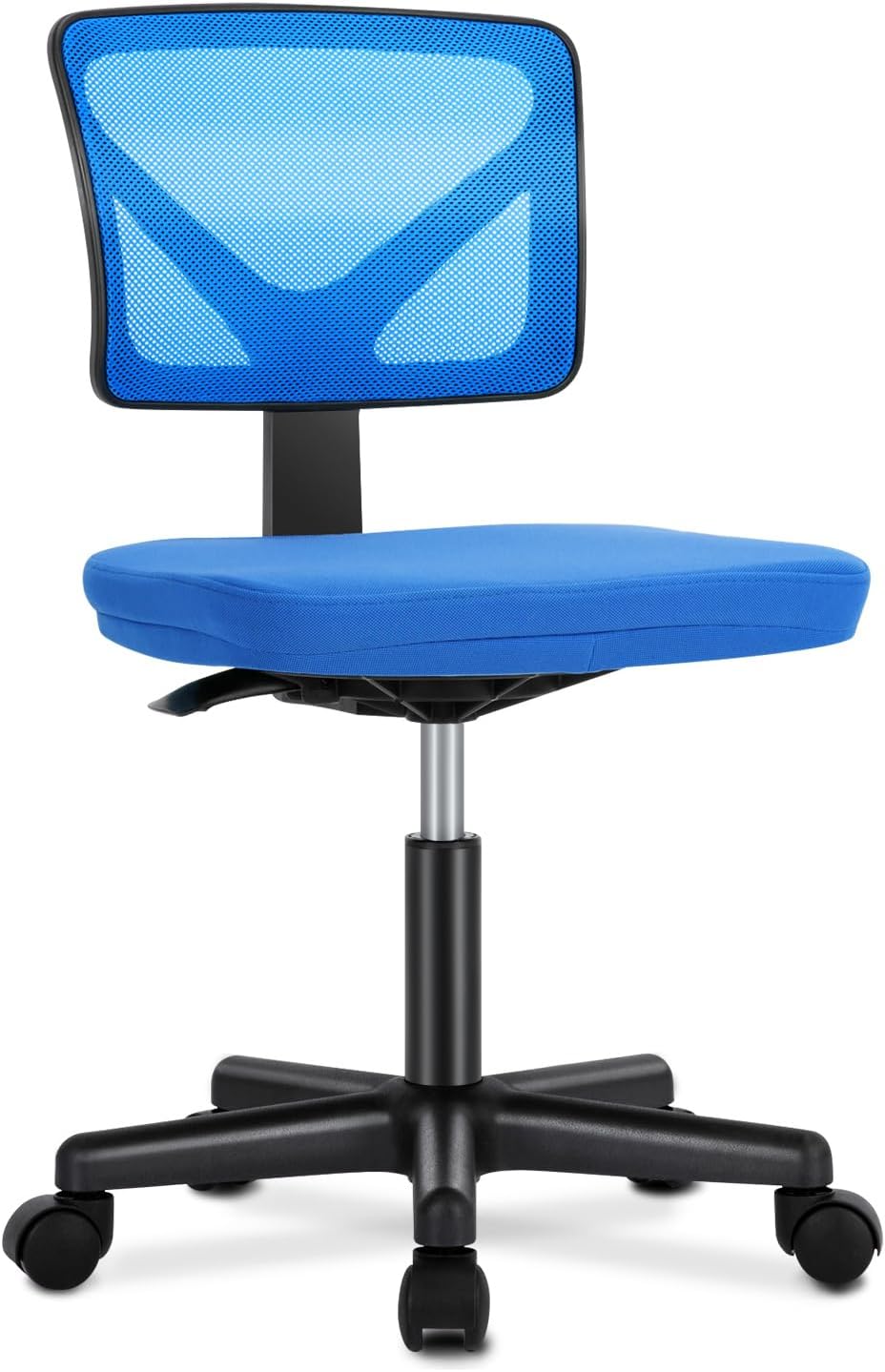Small Desk Chair Armless, Ergonomic Adjustable Home Office Swivel Rolling Task Chair No Arms, Comfy Mesh Mid Back Computer Work Vanity Desk Chiars with Wheels for Small Spaces, Green