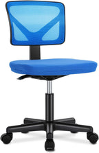 Armless Desk Chairs Set of 2, Ergonomic Adjustable Home Office Swivel Rolling Task Chair No Arms, Comfy Mesh Mid Back Computer Work Vanity Desk Chiars with Wheels for Small Spaces, New Orange