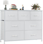 8 Drawer Dresser for Bedroom, Wide Fabric Storage Tower with Wooden Top and Metal Frame, Closet Chest Organizer Furniture, Living Room Hallway, Black