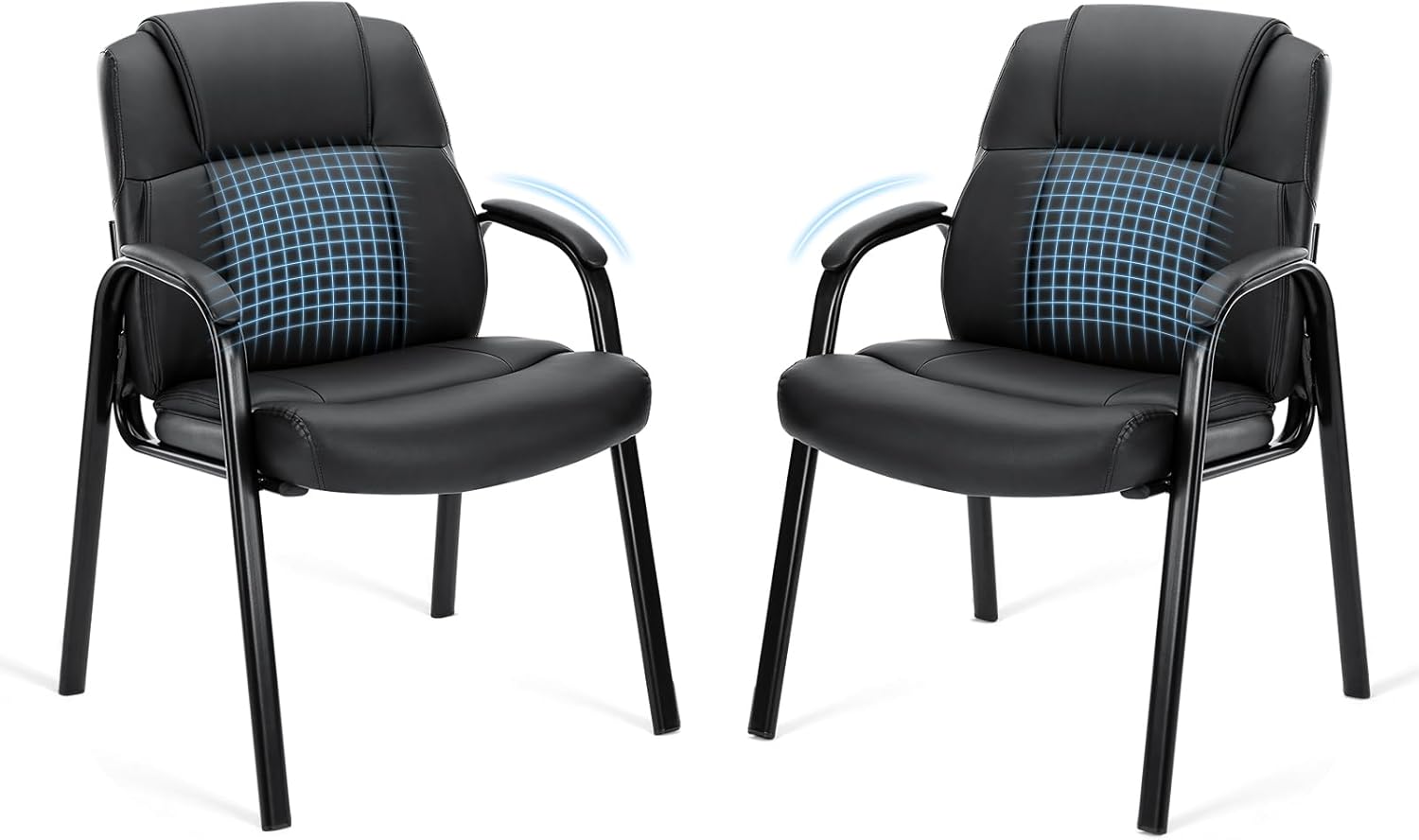 Office Waiting Room Chair, Leather Desk Reception Guest Stationary Side Chairs with Padded Arms for Home Conference Lobby Medical Clinic