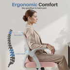 Home Office Managerial Executive Chair, Flip Up Armrest Ergonomic Mesh Adjustable Swivel Mid-Back Computer Desk Chair with Comfortable Lumbar Support, Comfy Arms for Bedroom,Study
