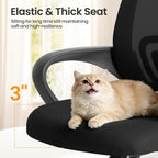 Office Desk Chair - Ergonomic Mid Back with Lumbar Support & Rocking Mode, Height Adjustable with Fixed Armrest, Storage Back for Computer, Gaming, Conference, Meeting, 360?? Swivel, Black