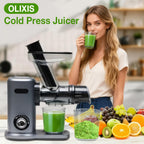 Cold Press Juicer, Slow Masticating Juicer Machines with Extra Wide Feed Chute, High Juice Yield and Easy to Clean for Whole Vegetables & Fruits, Silver