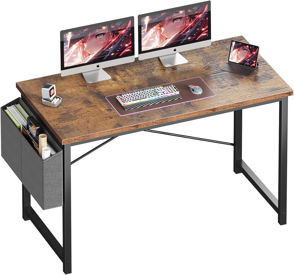 Computer Desk 31 Inch Home Office Desks for Small Spaces, Gaming Writing Study Work Table with Storage Bag for Bedroom, White