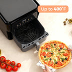 7.9QT Air Fryer with Window, 12-In-1 Large Air Fryer for Family, 400??F Rapid Air Crispy Technology, Roast Bake Dehydrate Reheat, Nonstick & Easy-Clean Basket, 1800W, Black