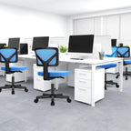 Armless Desk Chairs Set of 2, Ergonomic Adjustable Home Office Swivel Rolling Task Chair No Arms, Comfy Mesh Mid Back Computer Work Vanity Desk Chiars with Wheels for Small Spaces, Blue