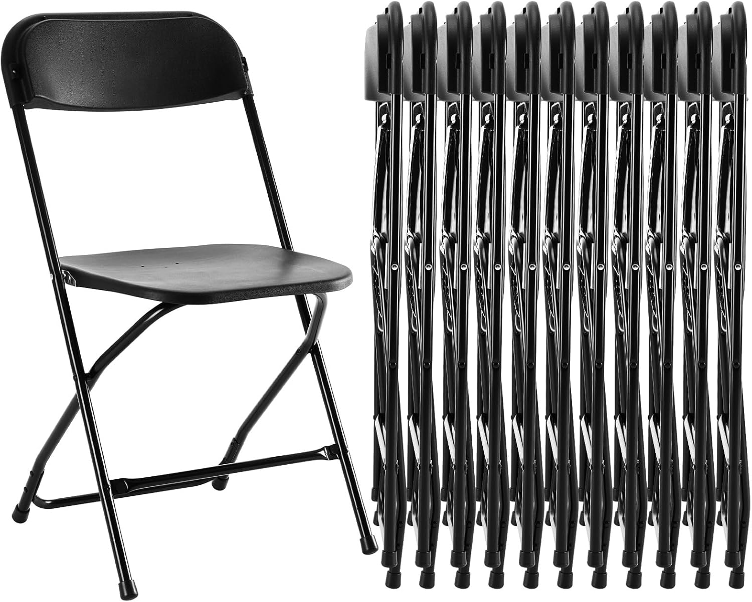 Folding Chair 4 Pack, Leather Padded Foldable Chairs, Sturdy Metal Portable Chairs, Easy to Use and Store, Outdoor and Indoor, for Home, Office, Party, Garden, Kahki