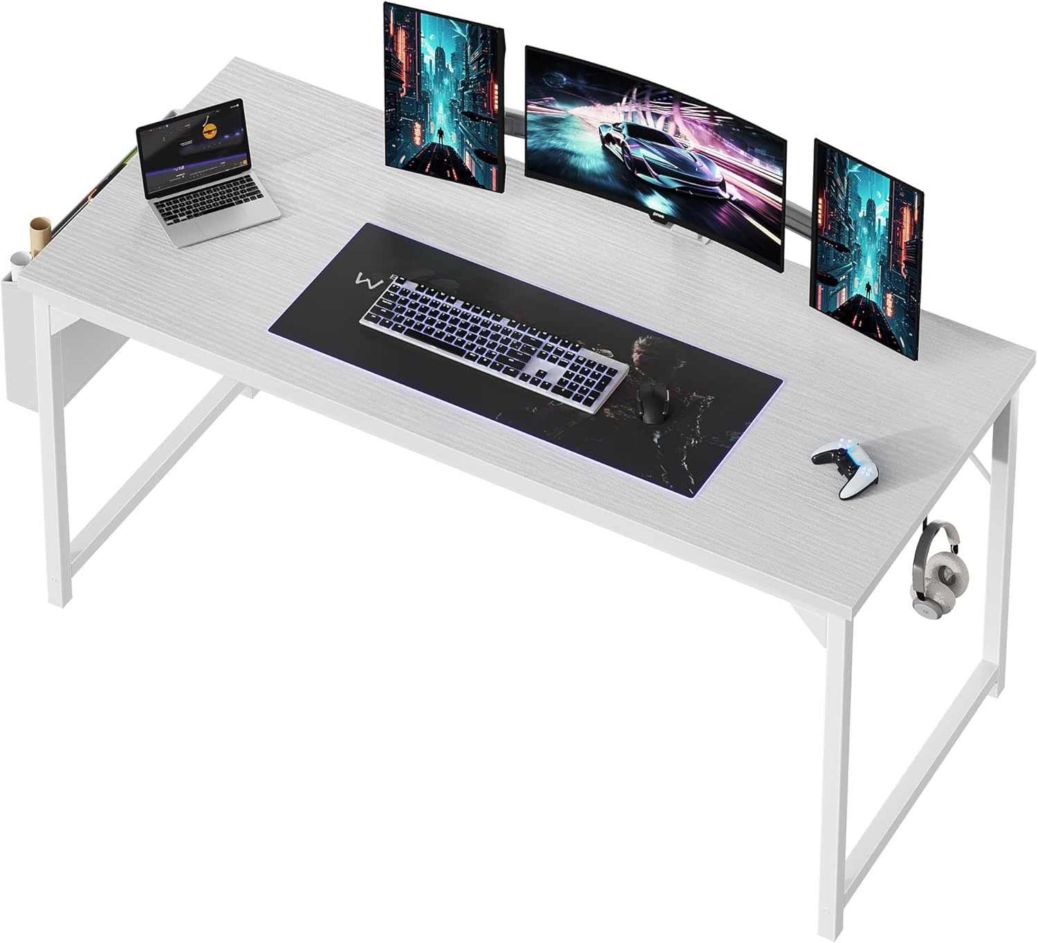 Computer Desk 31 Inch Home Office Desks for Small Spaces, Gaming Writing Study Work Table with Storage Bag for Bedroom, Black