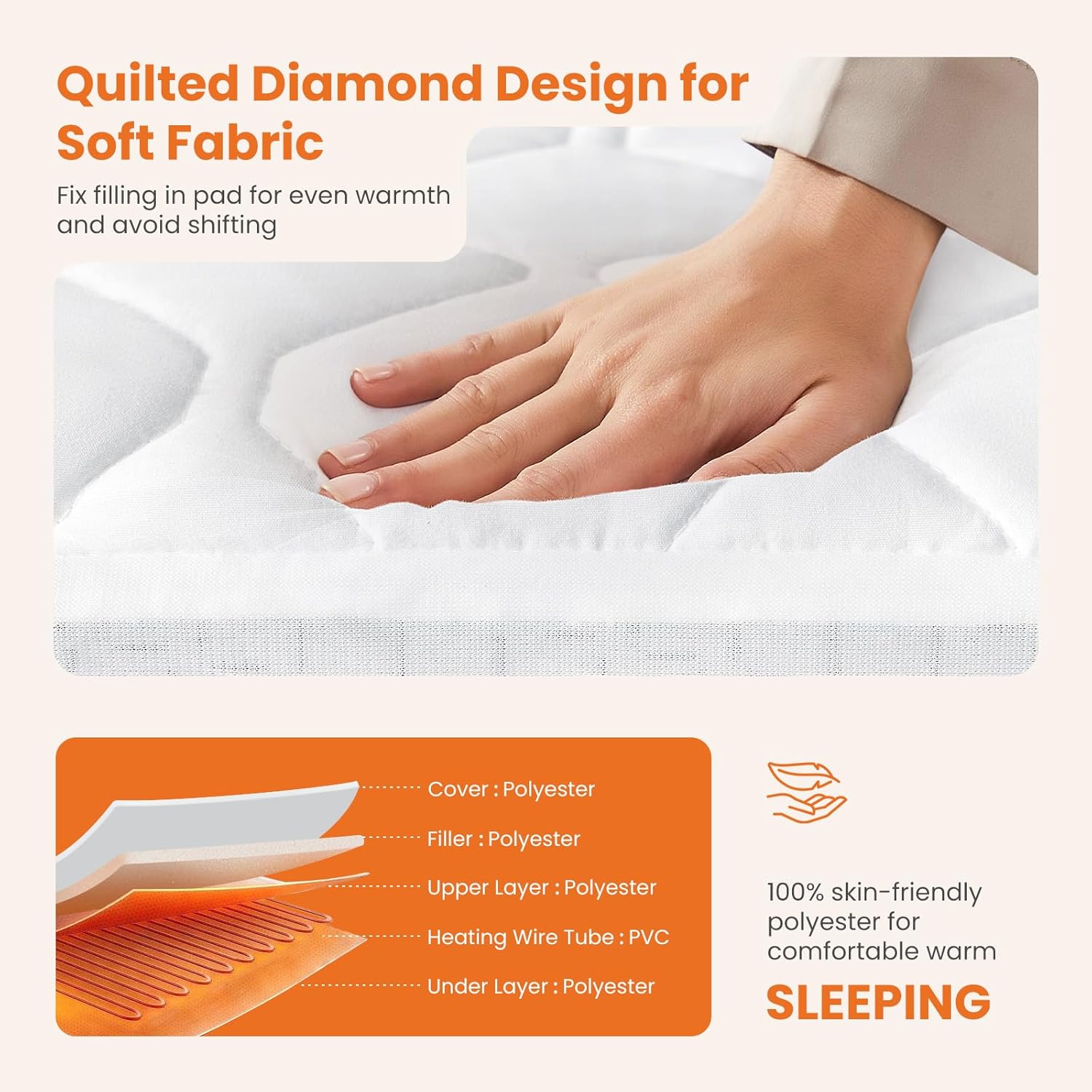 Heated Mattress Pad Twin Size (75??39??) ?C Quilted Electric Bed Warmer with 12 Heat Settings, 10?Hour Auto Shut?Off, Machine Washable, ETL Certified ?C White