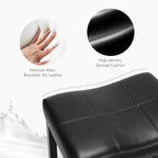 24 Inch Saddle Bar Stools Set of 4, Counter Height Stools with Curved PU Leather Surface, 3.7 Thick Upholstery Bar Height Stools with Footrest for Kitchen Island, Dining, Cafe, Classic Black
