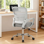 Home Office Managerial Executive Chair, High-Back Mesh with Adjustable Headrest, Flip-up Armrest Comfortable Lumbar Support, Comfy Arms for Bedroom,Study,Student