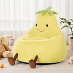 Kids Bean Bag Chair, Stuffed Toddler Couch with Faux Rabbit Fur Cover for Teens & Kids, Comfy Lazy Sofa Chair for Reader, Living Room, Bedroom, Aged 4-12 Years, 24 Inch, Yellow