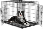 Dog Crate, 30 Inch Medium Single Door Dog Cage with Plastic Leak-Proof Pan Tray, Folding Metal Wire Pet Kennel for Indoor, Outdoor, Travel