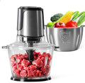 Electric Food Processor, 450W Meat Grinder & Vegetable Chopper with 2 Bowels for Home Use, Food Chopper with Double S-Blades for Vegetable, Onion, Garlic, Nuts, Meat