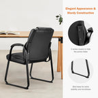 Waiting Room Guest Chair Set of 4, Stationary Office Reception Chairs No Wheel, Comfy Padded Arms and Seld Base, for Conference Room Lobby Home Computer Desk Bedroom Elderly, Deep Black