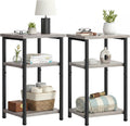 3 Tier End Table for Small Space, Side Sofa Tables Storage Shelf, Nightstand with Adjustable Feet for Living Room, Bedroom, Office, Set of 2, Oak Grey