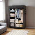 Portable Wardrobe Closet with Cover, Freestanding Portable Garment Rack, Portable Closet Wardrobe for Clothes Storage, Clothes Organizer for Bedroom, Dorm, Apartment (Black)