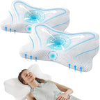 Cervical Pillow for Neck and Shoulder, Contour Memory Foam Pillow, Ergonomic Neck Support Pillow for Side Back Stomach Sleepers with Pillowcase