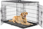 Dog Crate, 30 Inch Medium Single Door Dog Cage with Plastic Leak-Proof Pan Tray, Folding Metal Wire Pet Kennel for Indoor, Outdoor, Travel
