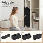43 inches Folding Storage Ottoman Bench, Oval Round Ottoman End of Bed Foot Rest Bench Stool with Cushion, Storage Chest for Bedroom, Living Room, Entryway, Black
