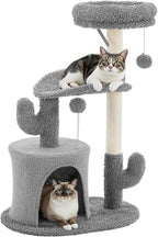 33-inch Cat Tree Tower for Indoor Cats, Small Cat Scratching Post with Curved Bed, Cat Tree with Cat Condo for Adult, Grey