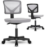 Armless Desk Chairs Set of 2, Ergonomic Adjustable Home Office Swivel Rolling Task Chair No Arms, Comfy Mesh Mid Back Computer Work Vanity Desk Chiars with Wheels for Small Spaces, New Orange