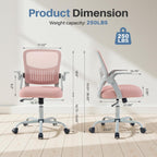 Home Office Managerial Executive Chair, Flip Up Armrest Ergonomic Mesh Adjustable Swivel Mid-Back Computer Desk Chair with Comfortable Lumbar Support, Comfy Arms for Bedroom,Study