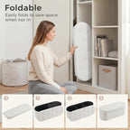 43 inches Folding Storage Ottoman Bench, Oval Round Ottoman End of Bed Foot Rest Bench Stool with Cushion, Storage Chest for Bedroom, Living Room, Entryway, White
