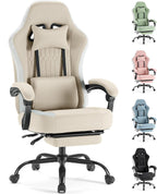 Computer Gaming Chair - Ergonomic Desk Chair with Footrest and Lumbar Support, High Back Height Adjustable Task Chair with Linkage Armrests and Headrest, 360?? Swivel Wheels, Black