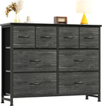 TV Stands for Living Room with 8 Drawers, Tall 8-Drawer Chest of Drawers with Raised Shelf, Storage Tower with Fabric Bins for Organization, Hallway Storage, Oak