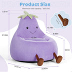 Kids Bean Bag Chair, Stuffed Toddler Couch with Faux Rabbit Fur Cover for Teens & Kids, Comfy Lazy Sofa Chair for Reader, Living Room, Bedroom, Aged 4-12 Years, 24 Inch, Purple