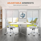 Home Office Managerial Executive Chair, Ergonomic Mesh Adjustable Swivel Mid-Back Chair with, Flip-up Arms, Comfortable Lumbar Support, Comfy Arms for Bedroom,Study,Student, Grey