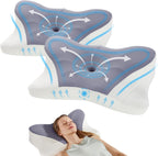 Cervical Pillow for Neck and Shoulder, Contour Memory Foam Pillow, Ergonomic Neck Support Pillow for Side Back Stomach Sleepers with Pillowcase