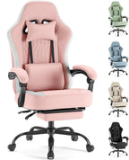 Computer Gaming Chair - Ergonomic Desk Chair with Footrest and Lumbar Support, High Back Height Adjustable Task Chair with Linkage Armrests and Headrest, 360?? Swivel Wheels, Black