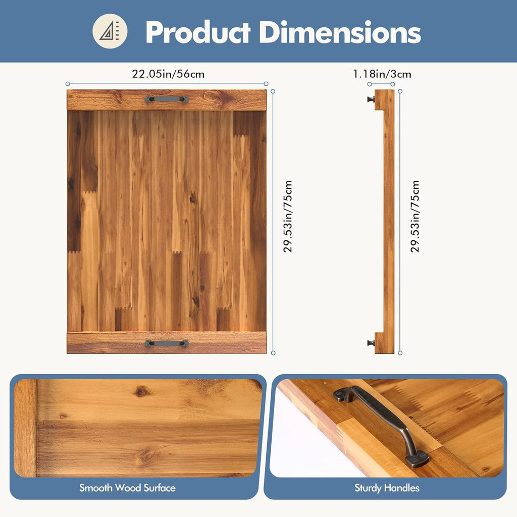 Noodle Board Stove Cover with Handles, Wooden Stove Top Cover for Gas Electric Glass Stove, 22 x 29.5 inch(Light Brown)