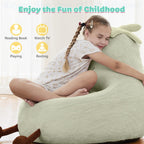 Kids Bean Bag Chair, Stuffed Toddler Couch with Faux Rabbit Fur Cover for Teens & Kids, Comfy Lazy Sofa Chair for Reader, Living Room, Bedroom, Aged 4-12 Years, 31 Inch, Green