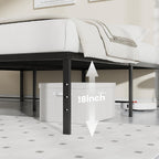 Full Size 18 Inch Platform Bed Frame, Heavy Duty Metal Foundation Frame, Noise-Free Sturdy Steel Slats, Underbed Storage, No Box Spring Needed, Quick Setup