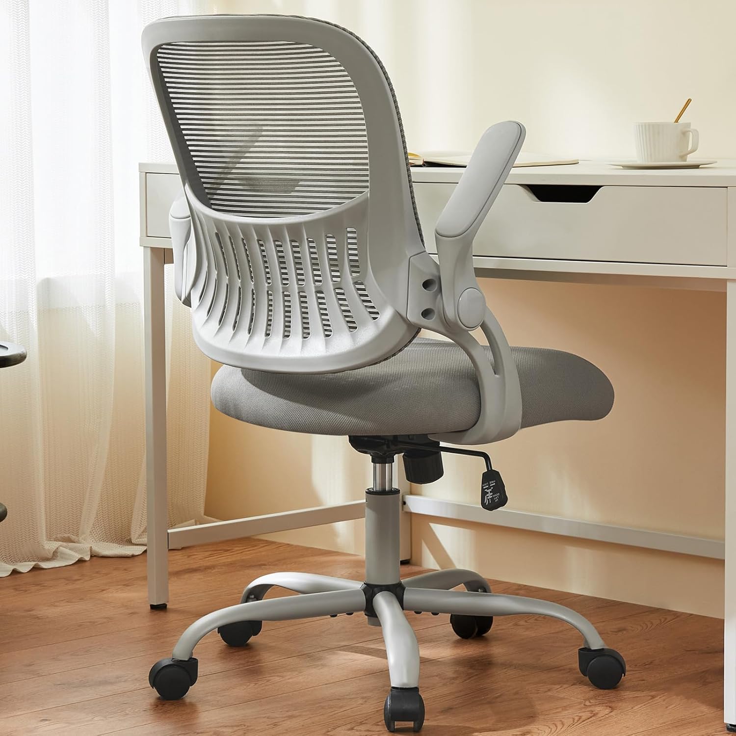 Home Office Managerial Executive Chair with Ergonomic Design, Mid-Back Mesh Swivel, Comfortable Lumbar Support, Comfy Arms for Bedroom,Study,Student, Black