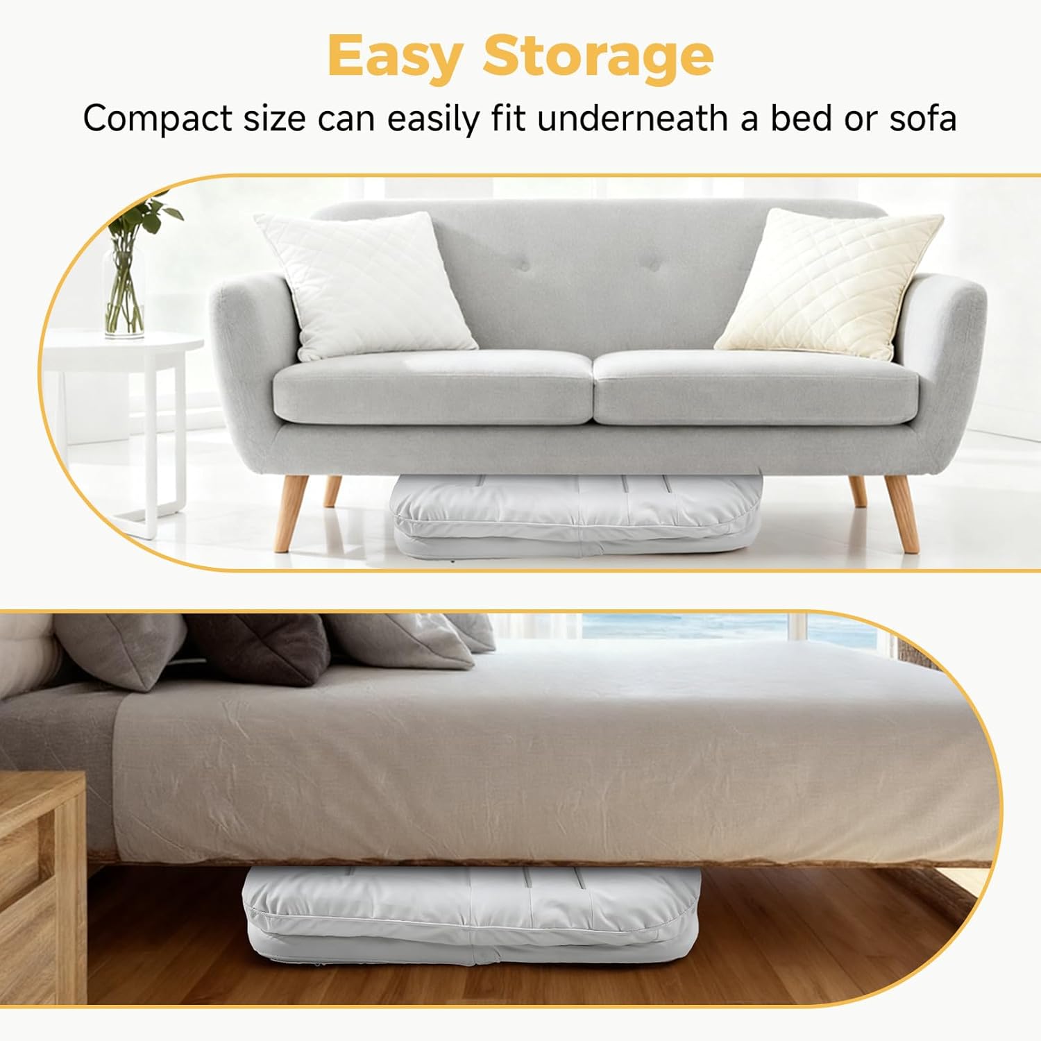 Comfy Saucer Chair,PU Leather Foldable Chairs for Bedroom, Dorm & Gaming, Fashion Floor Chair with Back Support for Small Spaces,Snow White
