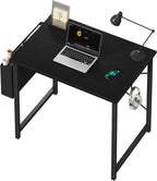 Computer Desk 55 Inch Home Office Desks for Small Spaces, Gaming Writing Study Work Table with Storage Bag and Headphone Hook for Bedroom, White