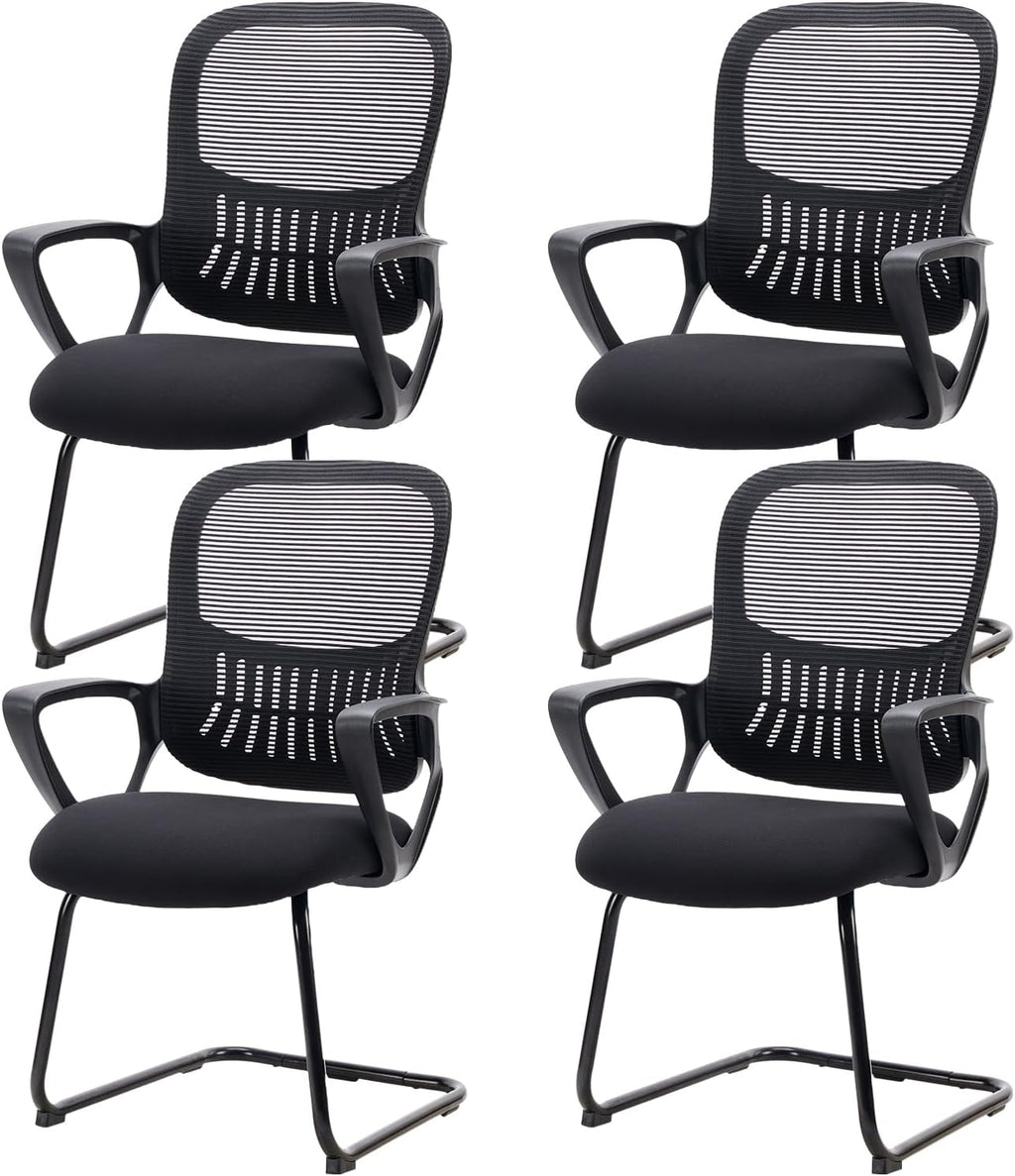 Office Desk Chair with Sled Base, Ergonomic Executive Mesh Computer Chairs with Lumbar Support for Home Conference Room Bedroom Waiting Reception Guest Student