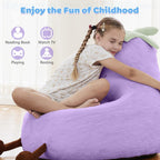 Kids Bean Bag Chair, Stuffed Toddler Couch with Faux Rabbit Fur Cover for Teens & Kids, Comfy Lazy Sofa Chair for Reader, Living Room, Bedroom, Aged 4-12 Years, 24 Inch, Purple