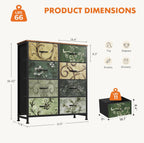 TV Stand Dresser with 8 Fabric Storage Drawers, Media Console Featuring Open Shelf for 45 inch TV, Compact Entertainment Unit for Bedroom, Living Space, or Dorm Organization, Flower Pattern