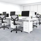 Small Office Chairs with Wheels, Ergonomic Adjustable Home Desk Swivel Rolling Task Chair No Arms, Comfy Mesh Mid Back Computer Work Vanity Desk Chairs for Small Spaces, New Grey