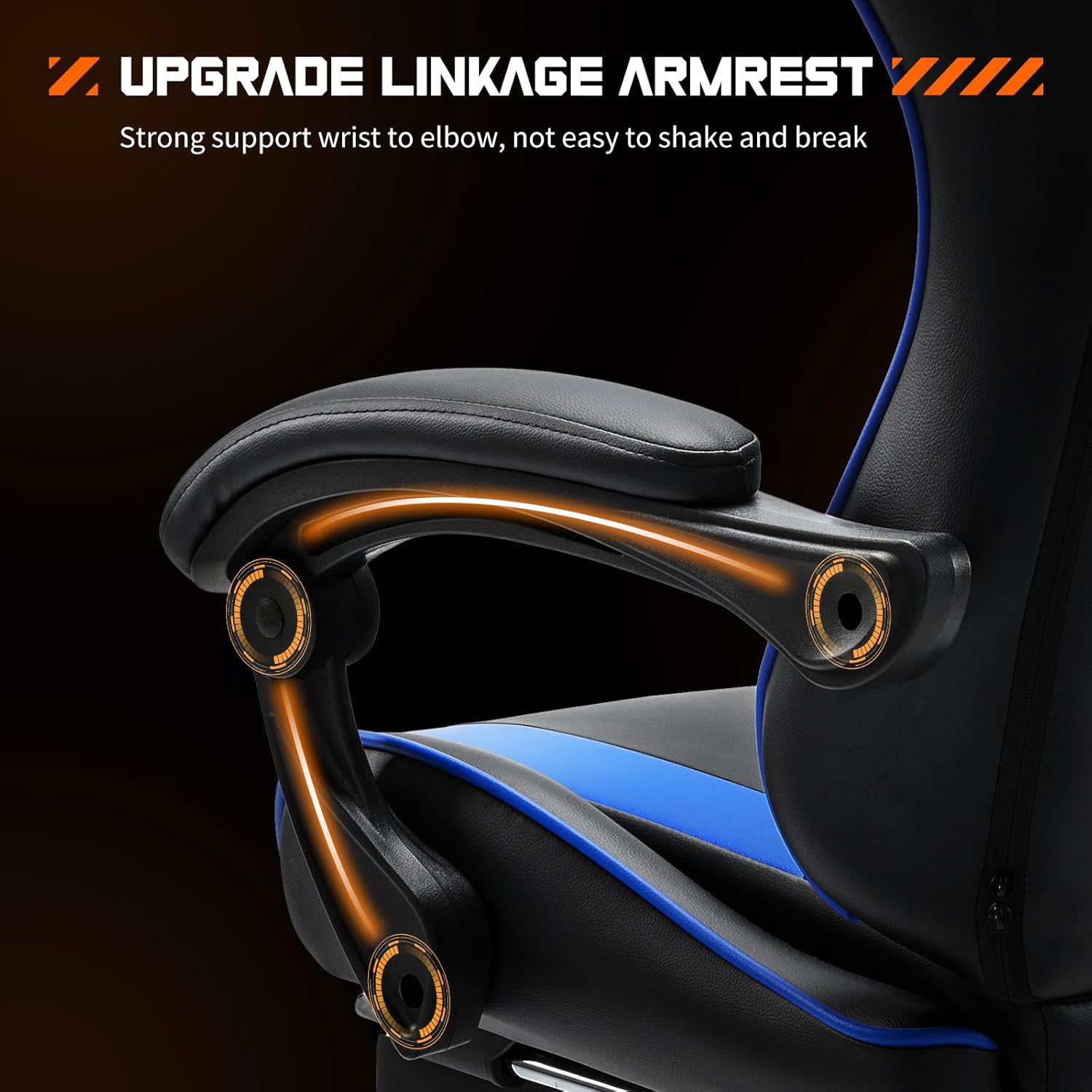 Computer Video Game Desk Chair - Ergonomic Comfy Lumbar Support with Footrest, PU Leather Recliner with Headrest, Fixed Up Armrest, Height Adjustable and 360?? Swivel, for Adults, Blue