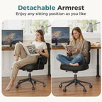 Ergonomic Home Office Desk Chair, PU Leather Computer Chair with Lumbar Support Adjustable Height Rolling Swivel Executive Task Armrests Chair, Inky
