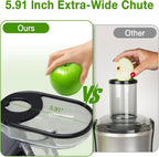 Cold Press Juicer, Slow Masticating Juicer Machines with Extra Wide Feed Chute, High Juice Yield and Easy to Clean for Whole Vegetables & Fruits, Silver