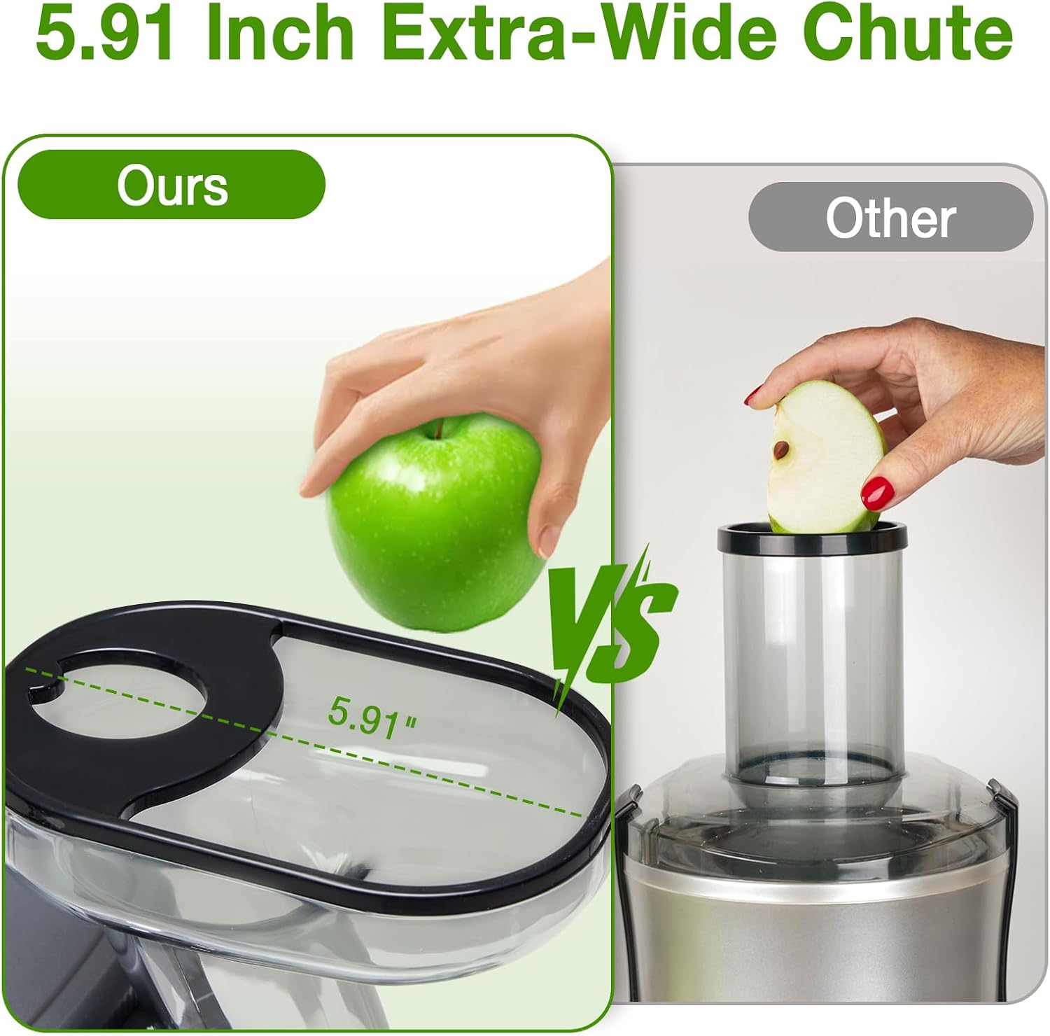 Cold Press Juicer, Slow Masticating Juicer Machines with Extra Wide Feed Chute, High Juice Yield and Easy to Clean for Whole Vegetables & Fruits, Silver