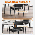 Office Waiting Room Chair, Leather Desk Reception Guest Stationary Side Chairs with Padded Arms for Home Conference Lobby Medical Clinic